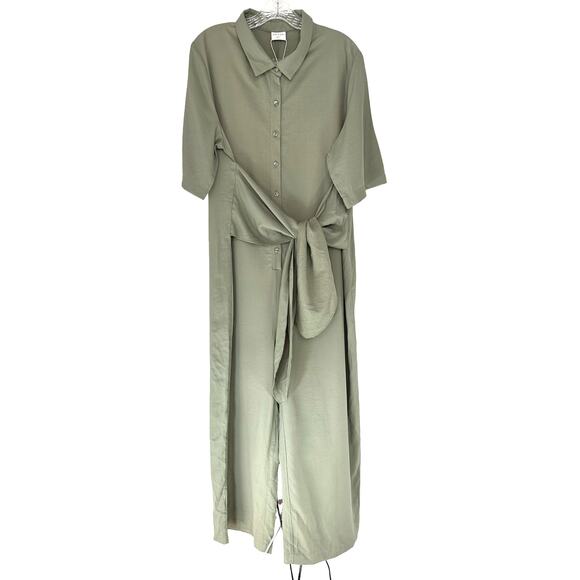 NWT Silk & Salt Olive Green Plus Wide Leg Utility The Rubin Jumpsuit Size XXL - Picture 4 of 14
